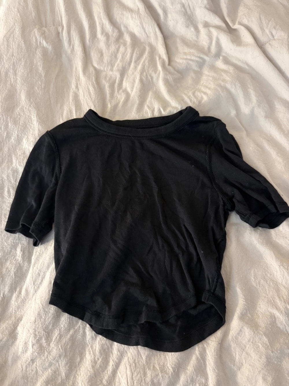 lululemon athletica Black Short Sleeve Ribbed Top